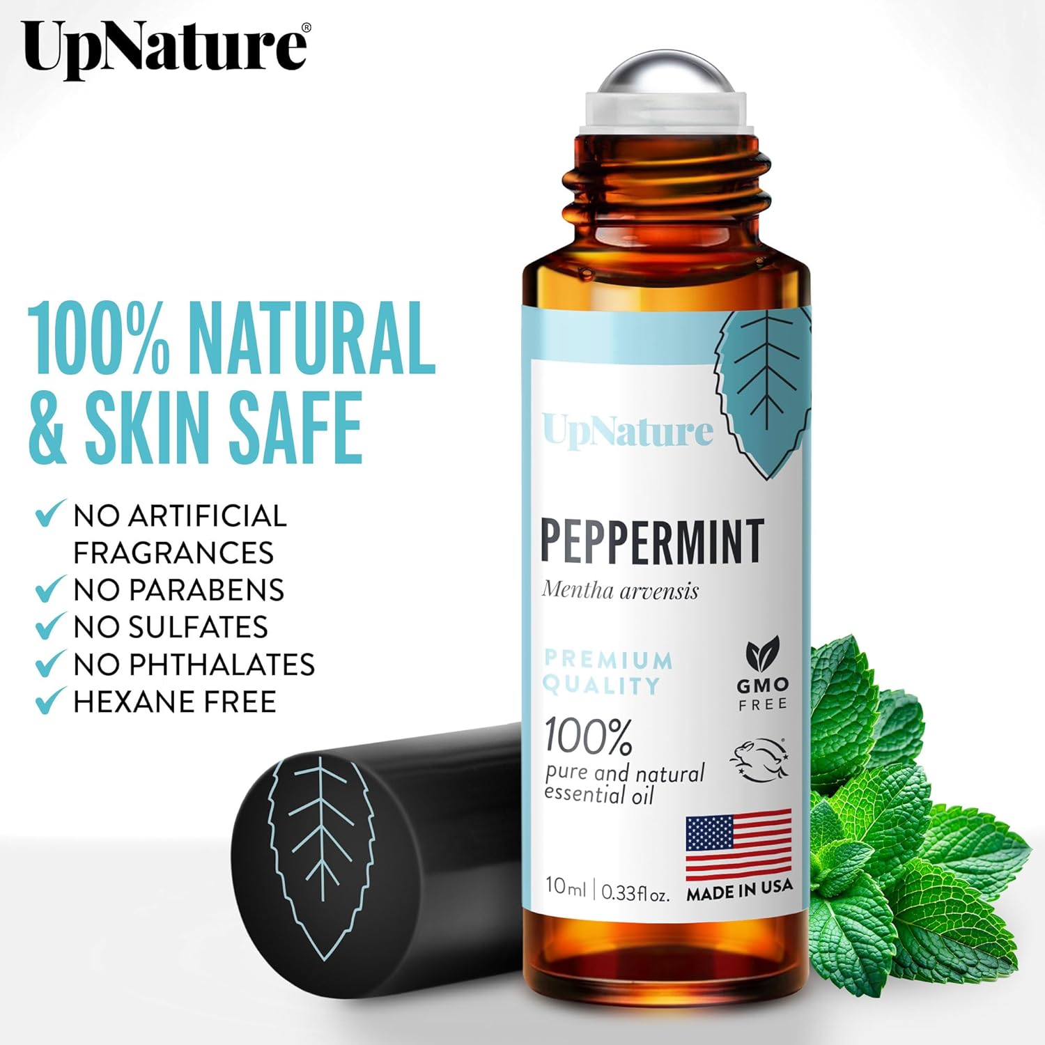 UpNature Peppermint Oil Roll-On - 100% Natural Nausea Relief for Pregnancy - Essential Oil Rollerball