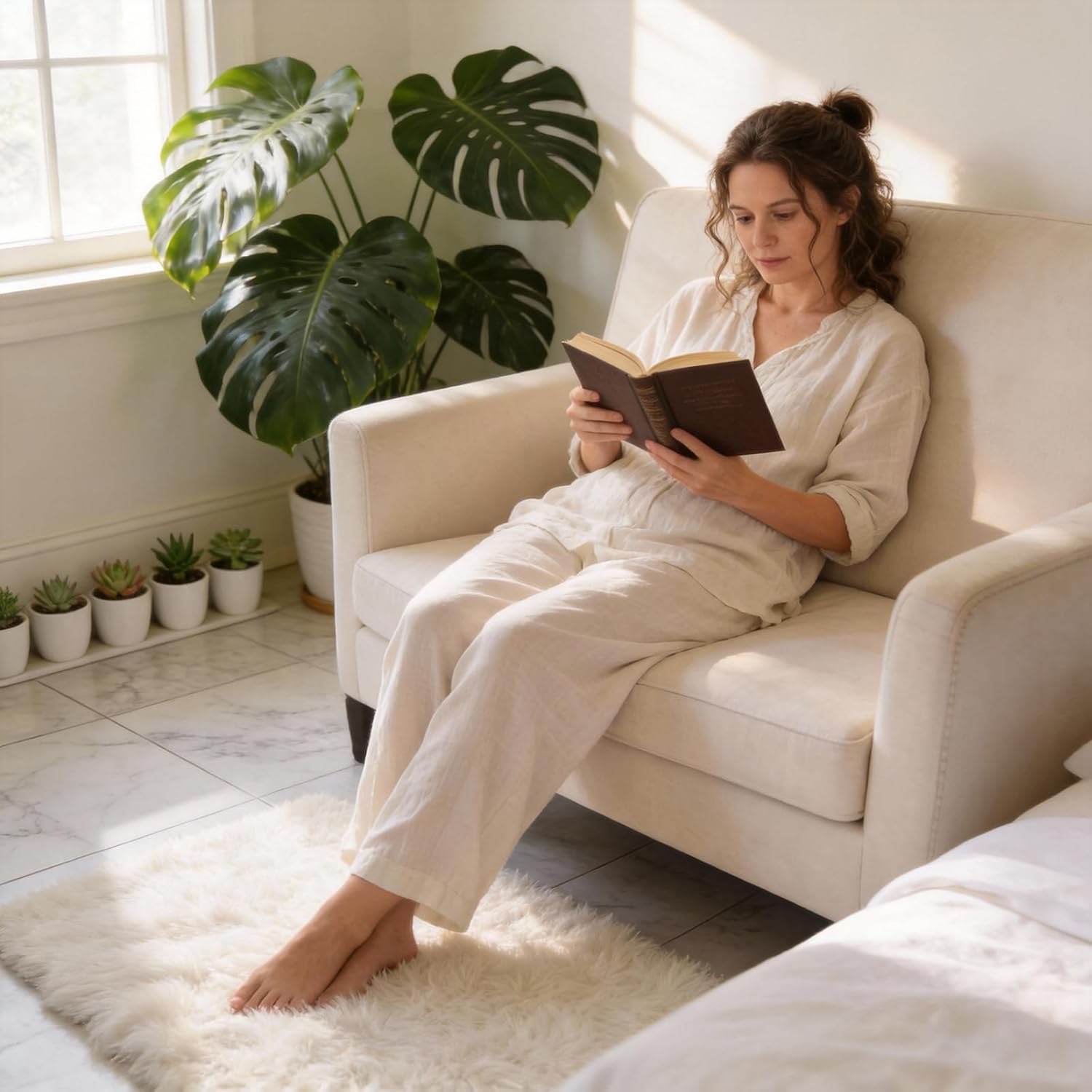 Skiennix Fluffy Cream Area Rug - Ultra Soft Non-Slip 2x3 for Bedroom, Living Room & Office
