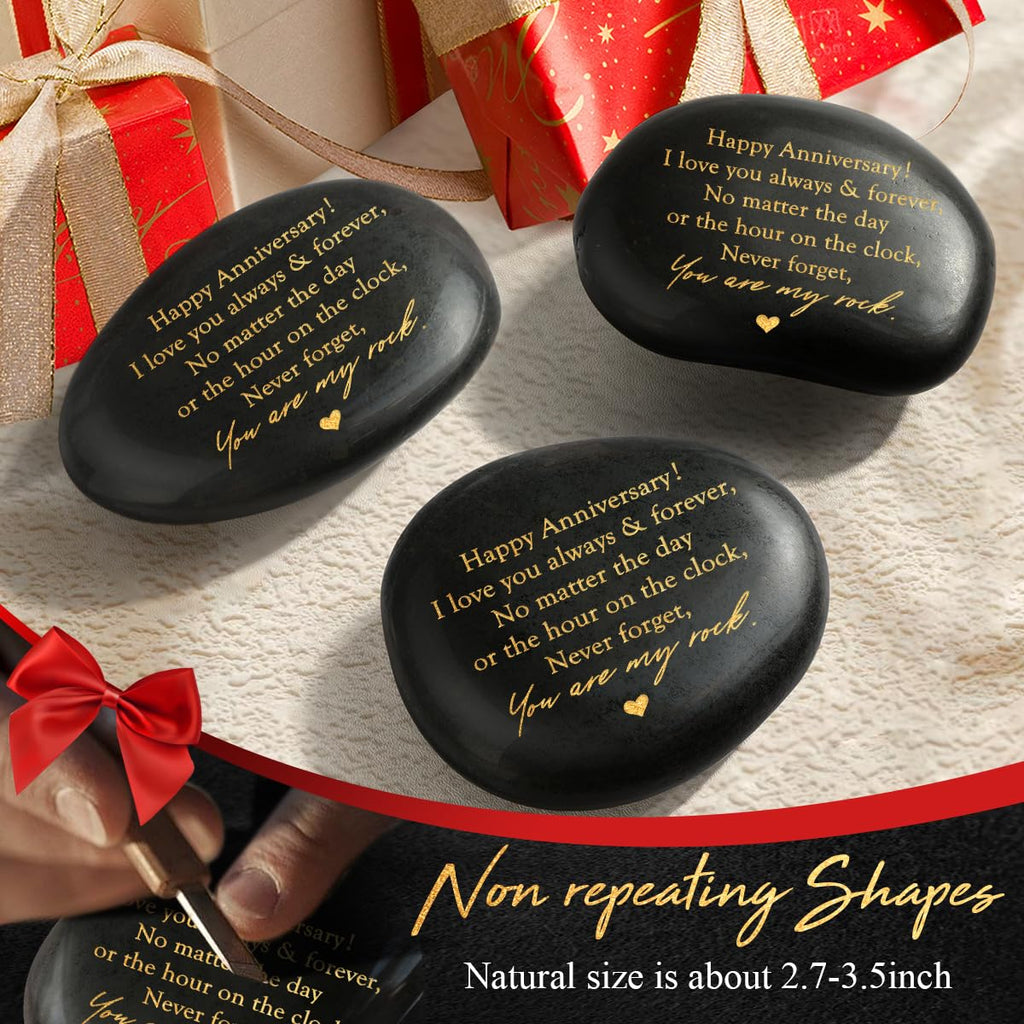 Happy Anniversary Rock Gifts for Men Women,Aniversario Gift for Him,Year Anniversary Wedding Gift for Husband,Anniversary Engraved Stone Presents,Romantic Sweetest Day Valentine Gifts for Men Him