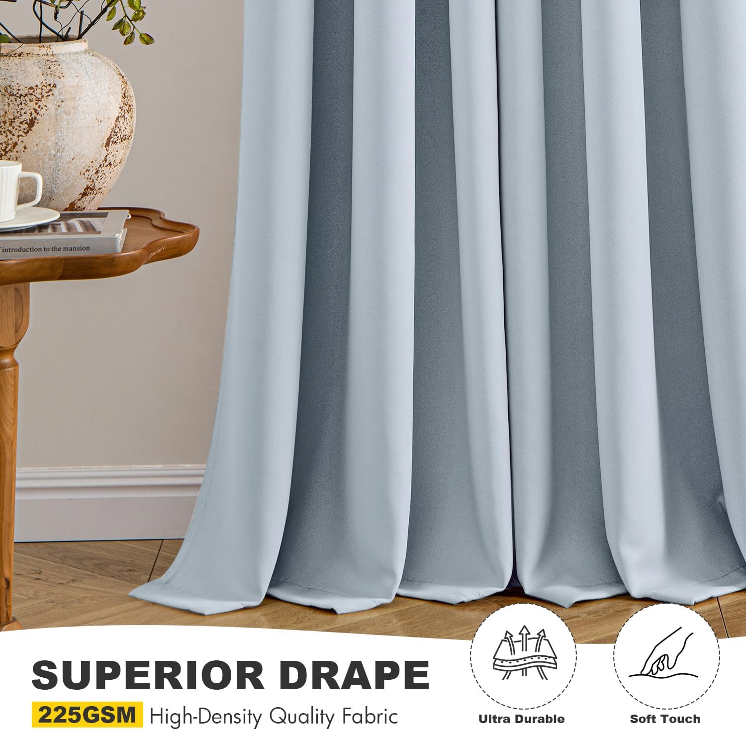 MIULEE Light Blue Blackout Curtains - Thermal Insulated Room Darkening Drapes | 84 Inches Long, 2 Panels