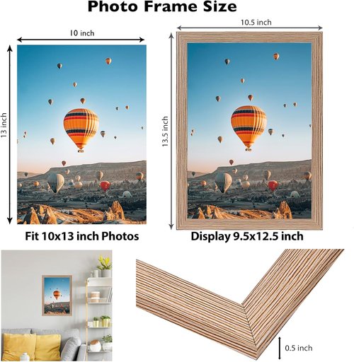 JCJMY 10x13 Rustic Brown Picture Frame - Versatile Wall Hanging for Horizontal or Vertical Display