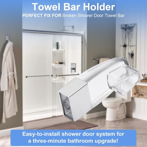 Clear Acrylic Shower Door Towel Bar Brackets, with Bright Chrome Sleeve, Fit for Alumax/Basco Framed Sliding Shower Door Towel Rod Replacement （2 Pack）