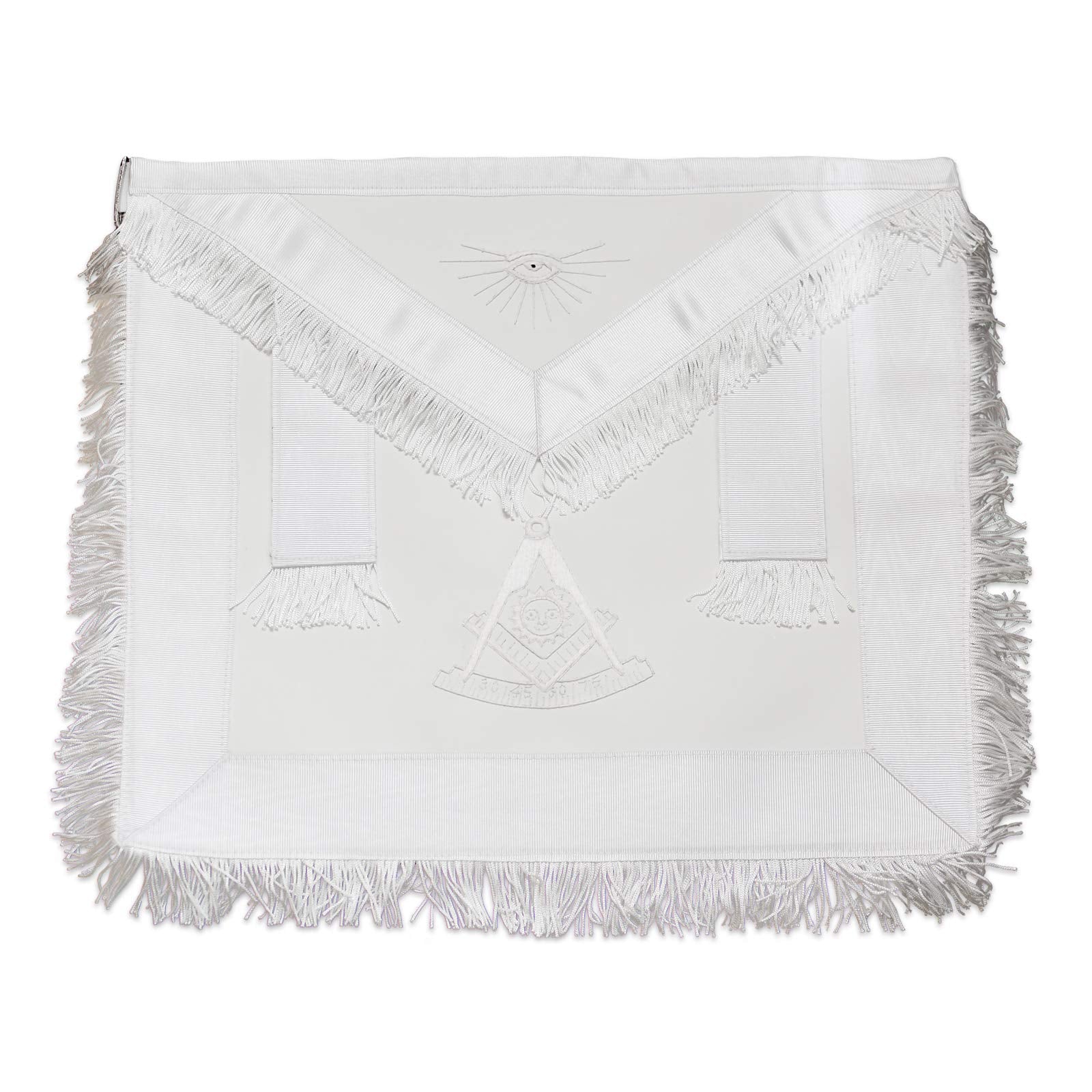 Fringed Past Master with Sun Masonic Apron - [White]