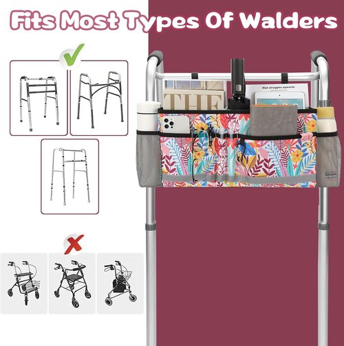 EXLIFBAG Walker Bag - Folding Design with Cup Holder | Essential Accessories for Seniors