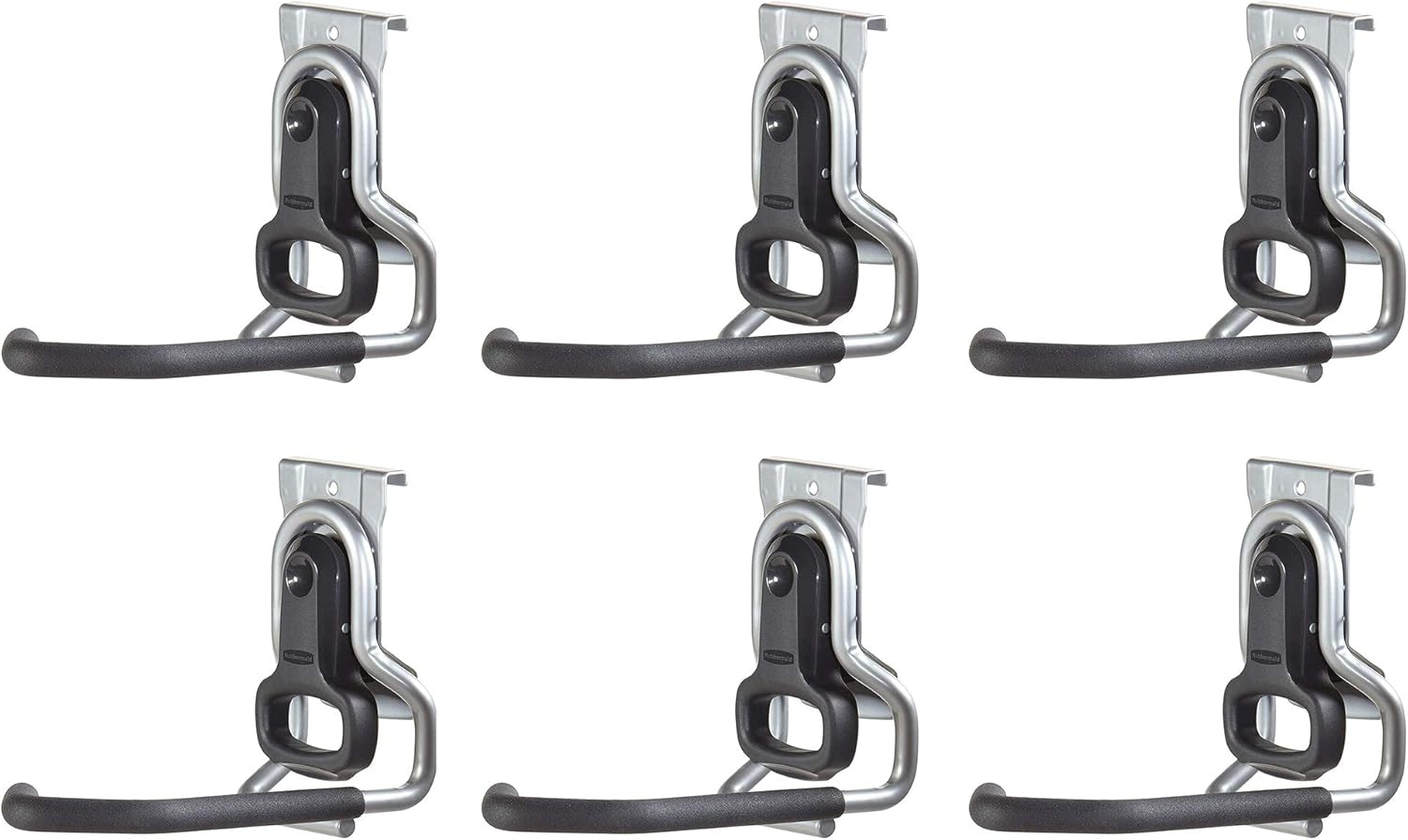 Rubbermaid Heavy-Duty Bike Hooks - Universal Vertical Wall Mount Garage Storage Organizer | 6 Pack
