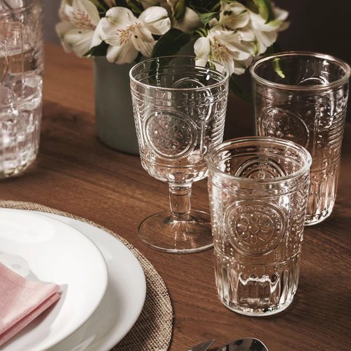 Bormioli Rocco Romantic Water Glass [Set Of 4] | 10.25 oz Premium Glass Set For Refreshments, Soda & Beverages | Italian Quality Glassware, Perfect For Dinner Parties, Bars & Restaurants