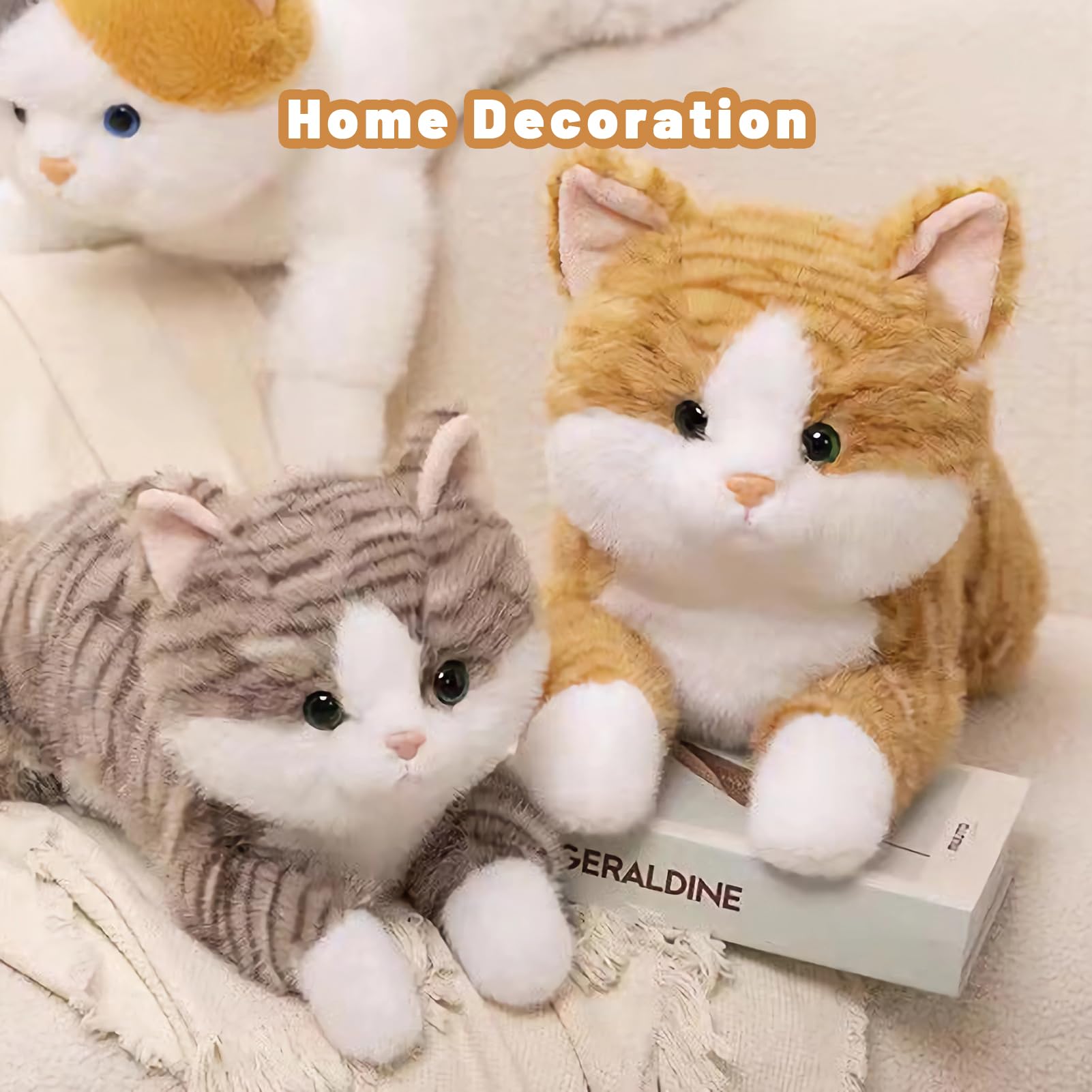 Leahaoe Weighted Stuffed Cat 19" 2Lbs, Realistic Cat Stuffed Animal for Kids and Adutls, Soft Orange Weighted Plush Animal Pillow Toy