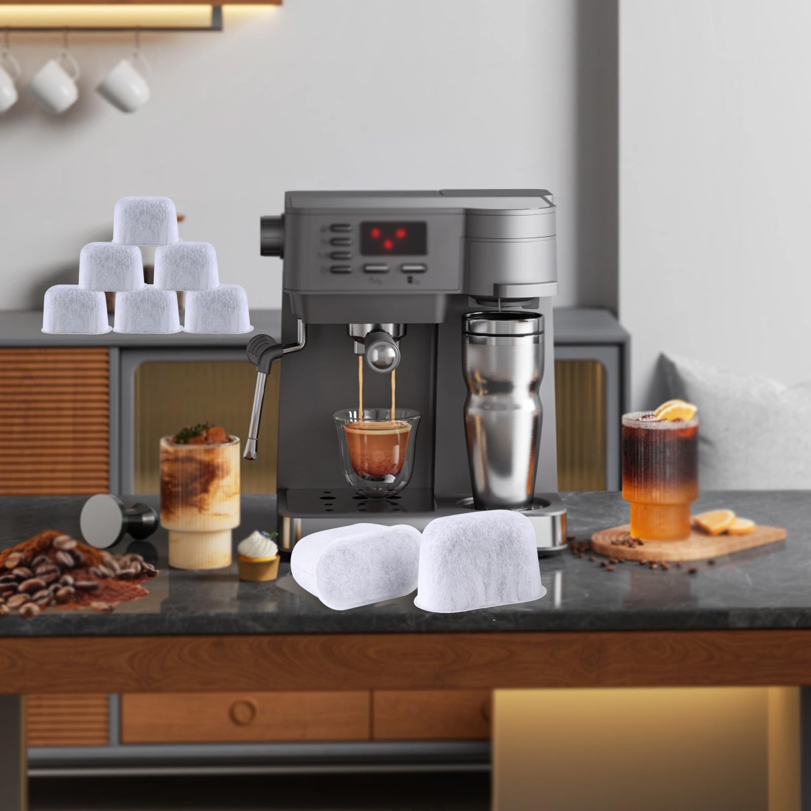 BES870, BES876, BES878, BES840 Charcoal Water Filter Replacement for Breville Barista Express/Pro (Impress) Espresso BES870XL, BES876BSS, BES878BSS,BES840XL,BES860XL, BES810BSS (6pcs).
