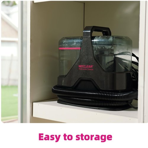 WECLEAN C3 Portable Carpet Cleaner Machine for Car, Stairs, Sofa with 18Kpa Suction and 600W Motor, Dual-Tank Spot Cleaner with 3 Brushes, Handheld Carpet and Upholstery Cleaner Black and Pink