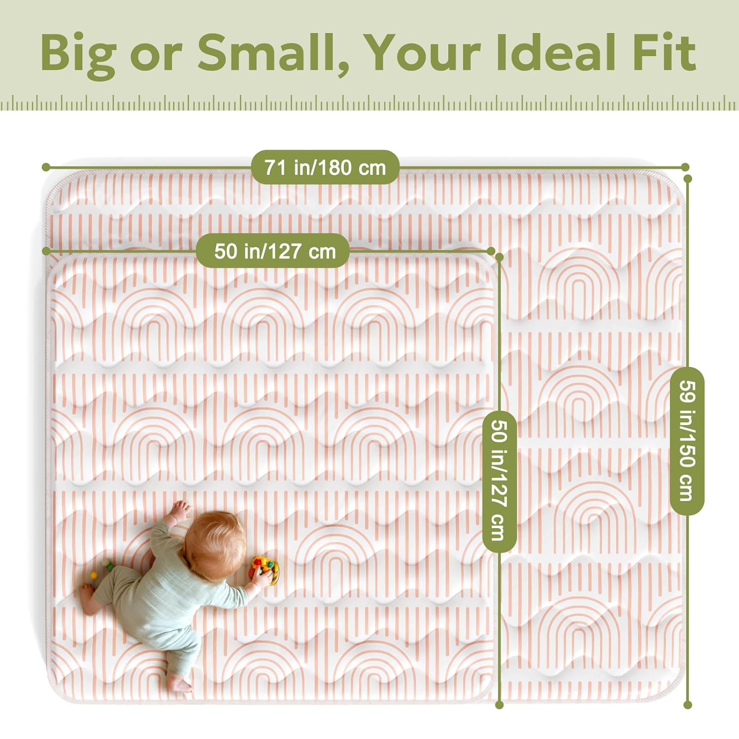 Mallify Baby Play Mat - Non-Slip 50"x50" Soft Crawling Mat for Infants & Toddlers | Portable Pink Activity Mat