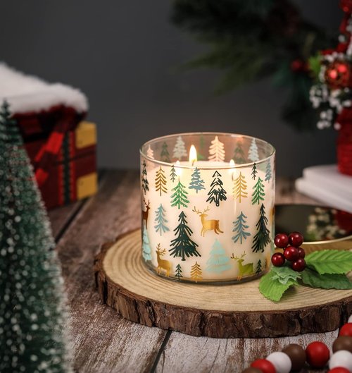 **Pine Scented Candle by Christmas | Large 14oz Winter Candle with 3 Wicks for Cozy Ambiance**