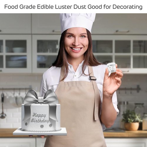 Cherrysea Silver Edible Luster Dust - Food Grade Cake Decoration Powder | 10 Grams for Baking & Desserts