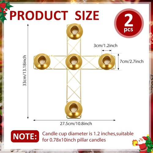 Jingmore Christmas Advent Candle Wreath Ring - Rustic Metal Holder for Pillar Candles | 2 Pcs Set