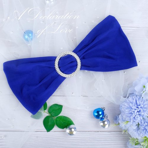 Babenest Spandex Chair Sashes Bows - 30PCS Premium Stretch Covers with Buckle Slider for Weddings | Royal Blue