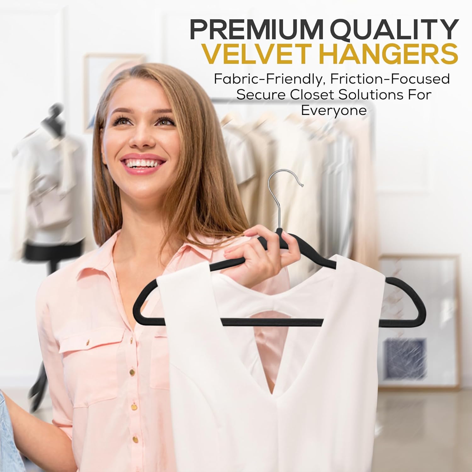 Techzoo Velvet Hangers - Ultra Thin Non-Slip Design for Space Saving | 50 Pack in Black