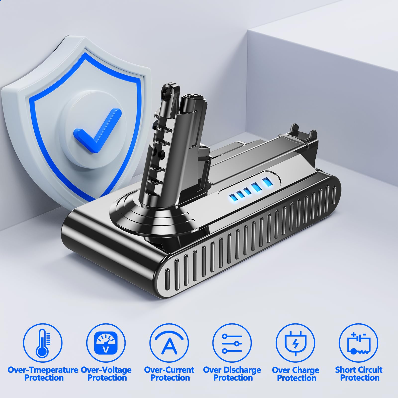 BATTOOL Upgraded 7000mAh Replacement for Dyson V10 Battery SV12 242151, 25.2V Li-ion Battery Compatible with Dyson V10 Cyclone/Animal/Absolute/Fluffy/Motorhead Cordless Vacuum Cleaner (V10)