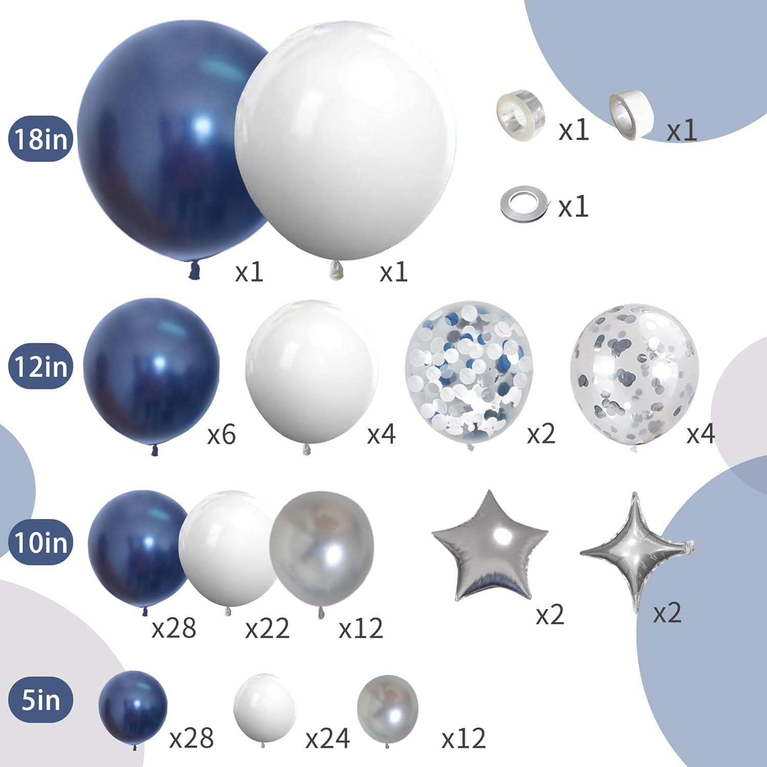Skiennix 151-Pcs Navy Blue & Silver Balloon Garland Arch Kit - Perfect for Graduation, Prom, & Parties
