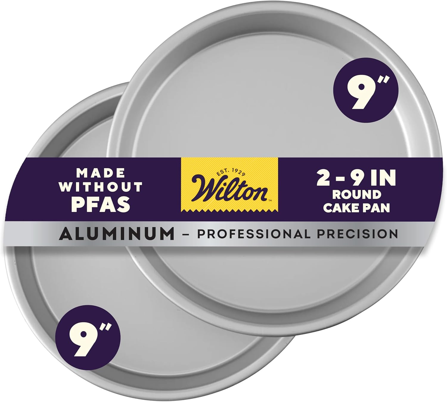 Wilton Round Cake Baking Pan Set - 9 x 2 Inch Even Heating Aluminum Bakeware for Tiered Cakes