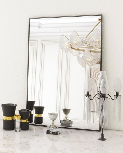 Koonmi Black Rectangle Wall Mirror - 20x30 Inch Aluminum Frame Vanity Mirror for Any Room