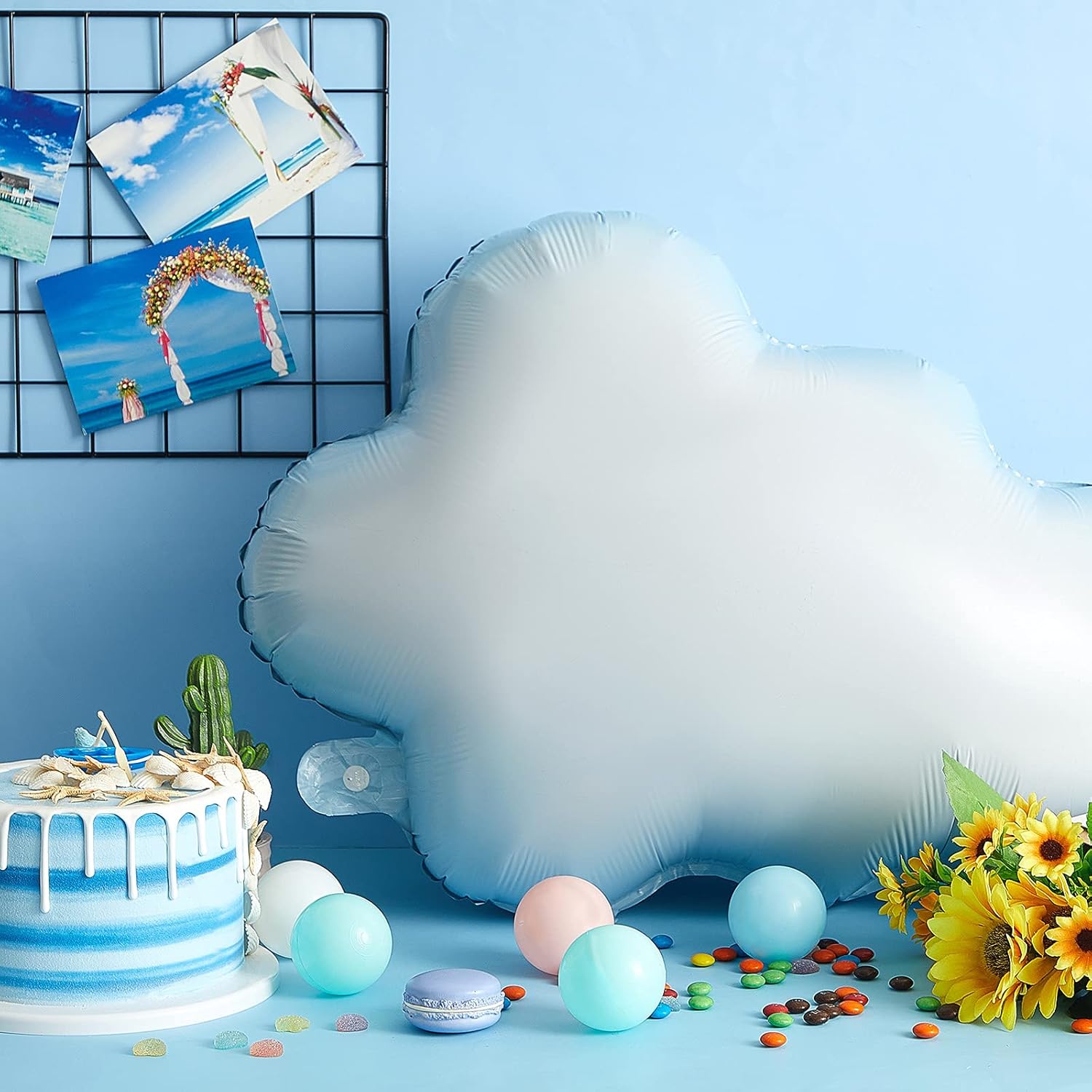 Sumind 28-Inch White Cloud Balloons - Cute Foil Decorations for Birthday, Baby Shower & Wedding Parties (Light Blue)