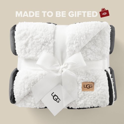 UGG Nita Throw Blanket for Bed, Soft Reversible Plush Throw for Couch and Living Room, Cozy Fluffy Blanket, Washable Bedding, Home Decor, 50-inch x 70-inch, Charcoal Grey