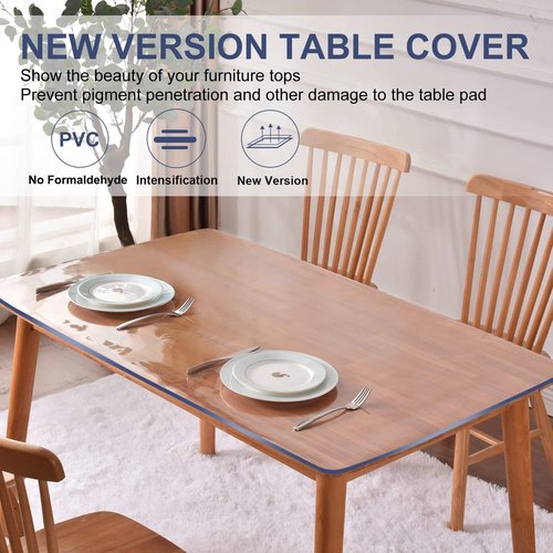 42x112" Clear PVC Desk Protector Cover Transparent Table Cover Protector Crystal Plastic Conference Table Mat Waterproof Table Pad for Kitchen Countertop Dining Table Work Table Buffet Table Non-slip