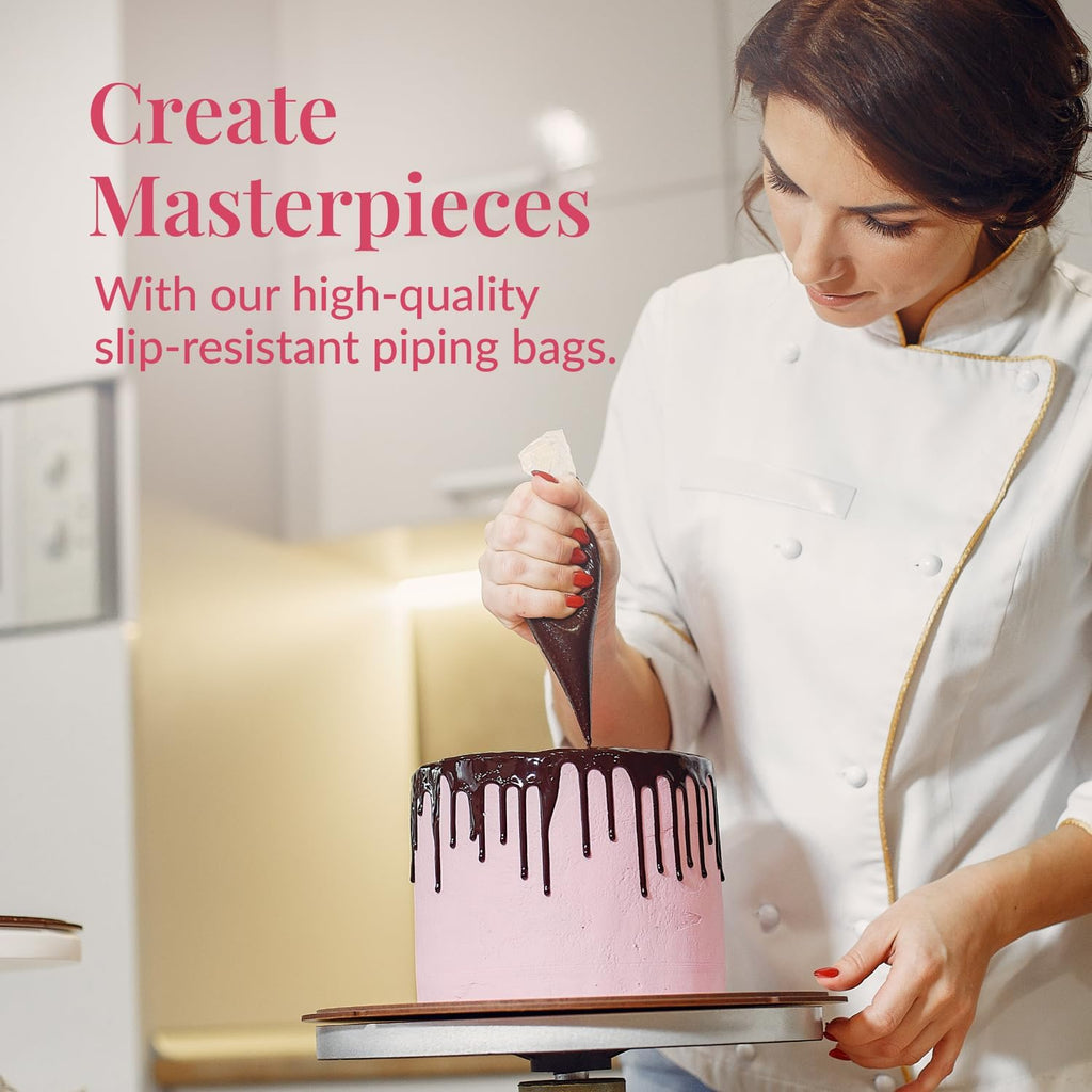 Prestee Anti-Burst Piping Bags - 12 Inch Tipless Icing Bags for Durable Pastry & Cookie Decorating - Set of 200