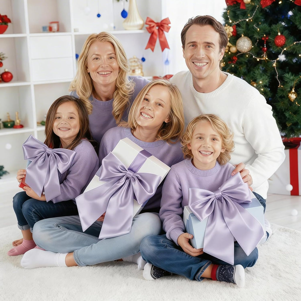 Skiennix Big Purple Bows - Valentine's Day Tree Topper | 23x11 in Heavyweight Satin Decor