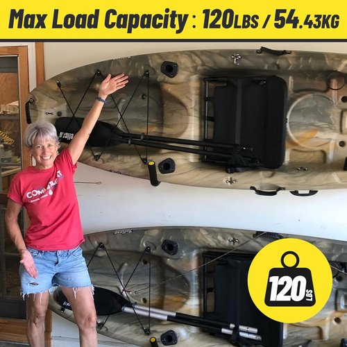 GEEDAR Heavy Duty Garage Storage Hooks - 15" Thickened Steel | 120 LB Capacity, 4-Pack for Kayaks, Ladders, Bikes