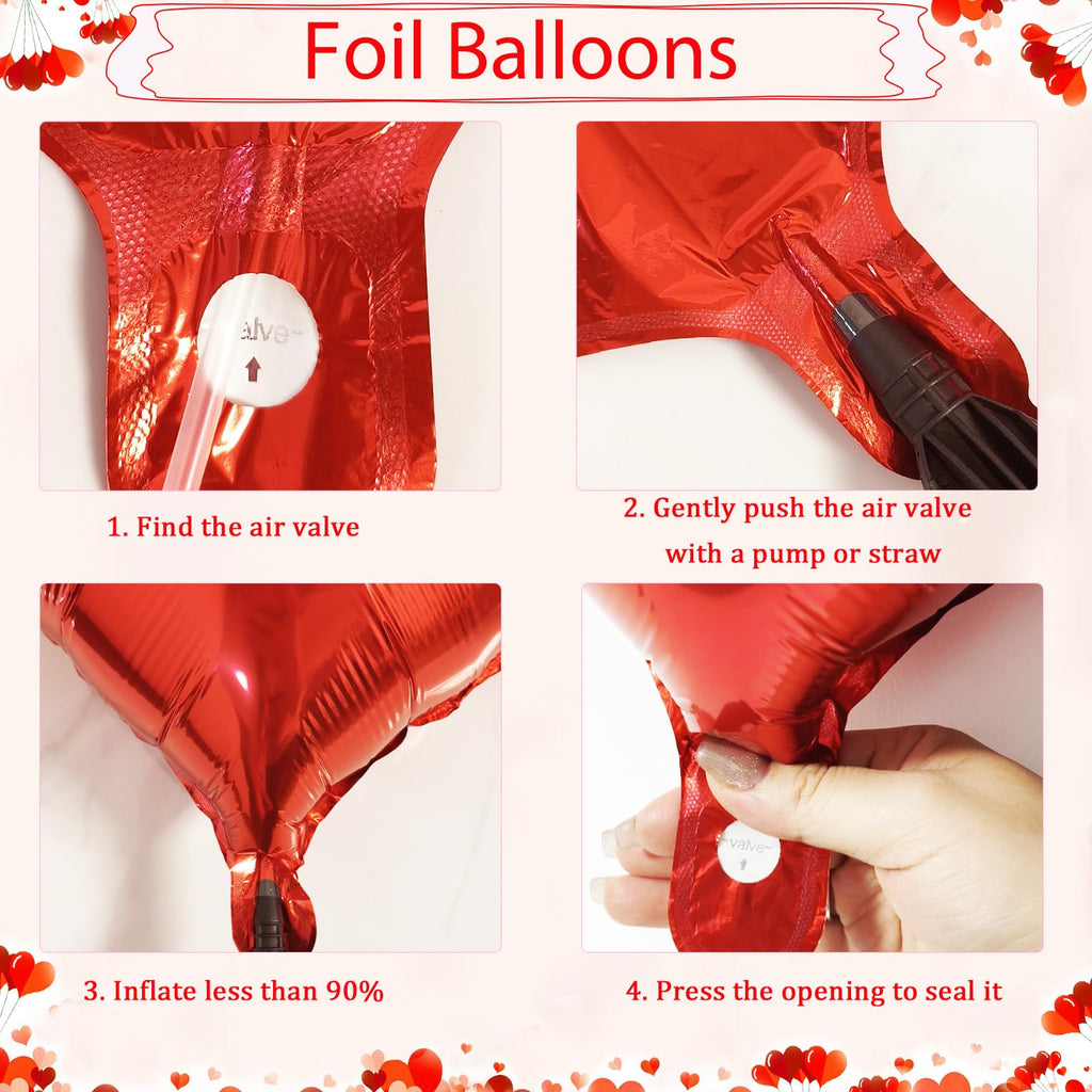Valentines Day Decorations with Red I Love You Balloons and Fake Rose Petals for Wedding Bachelorette Party, Red Heart Balloons and Love Balloon for Anniversary Romantic Decorations