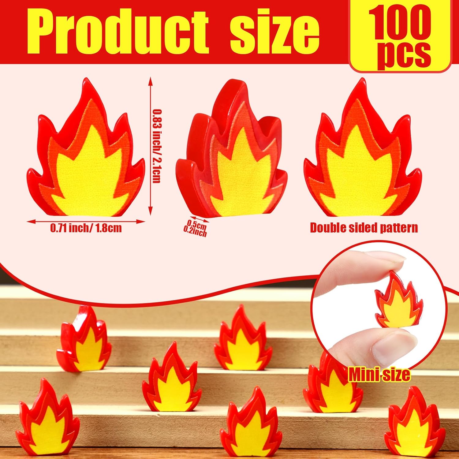 Seenelling Mini Resin Fire Figurines - 100 Pcs Tiny Fake Flames for DIY Craft & Decor | Campfire Model Accessories