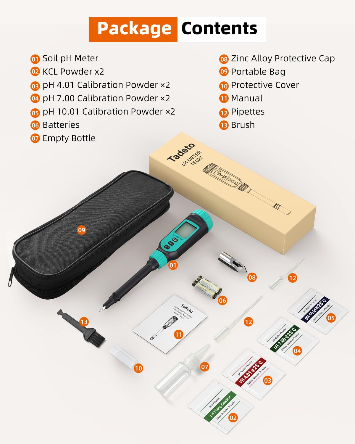 Tadeto Soil pH Tester - High Accuracy Digital Meter for Garden & Plants | LCD Display & Calibration Kit