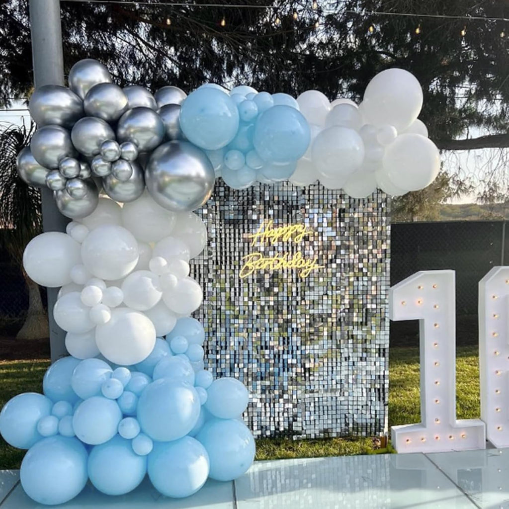 Awenztech Balloon Arch Kit - 120pcs Light Blue Latex Balloons in Various Sizes for Celebrations