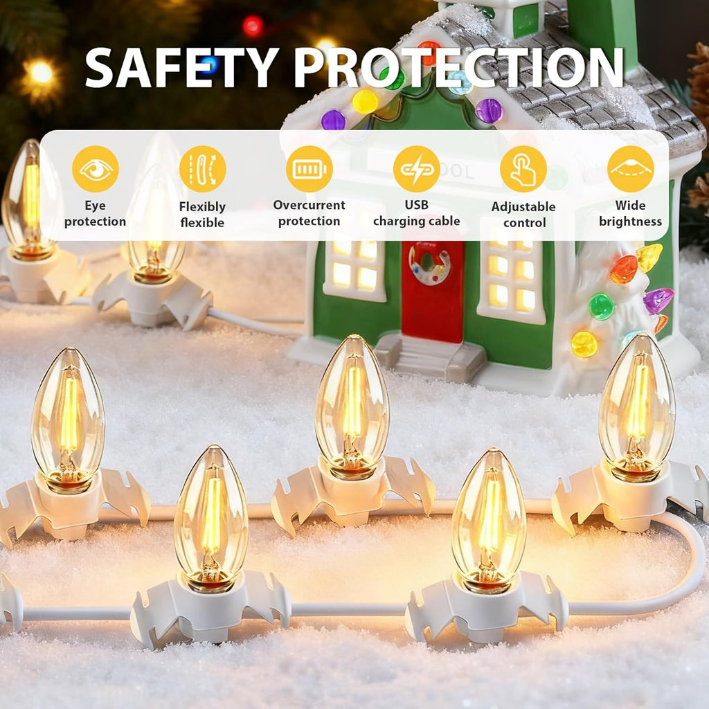 USB 5V LED Light Accessory Set by Department 56 - 6 Lights for Halloween & Christmas Decor | 9.8ft White Cord