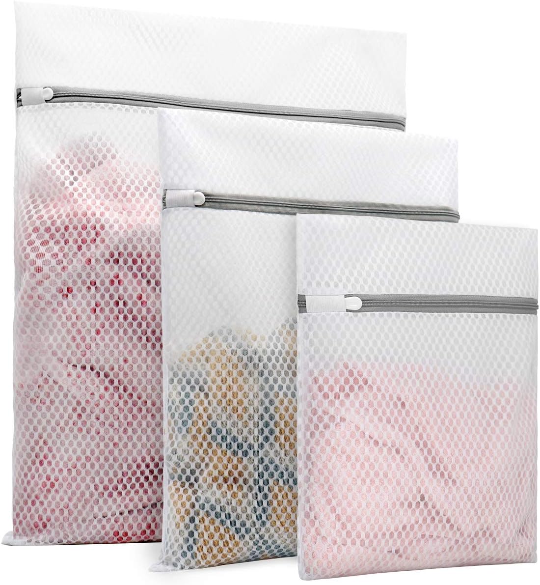 Muchfun Honeycomb Mesh Laundry Bags - 3 Durable Sizes for Delicates (Large, Medium, Small)