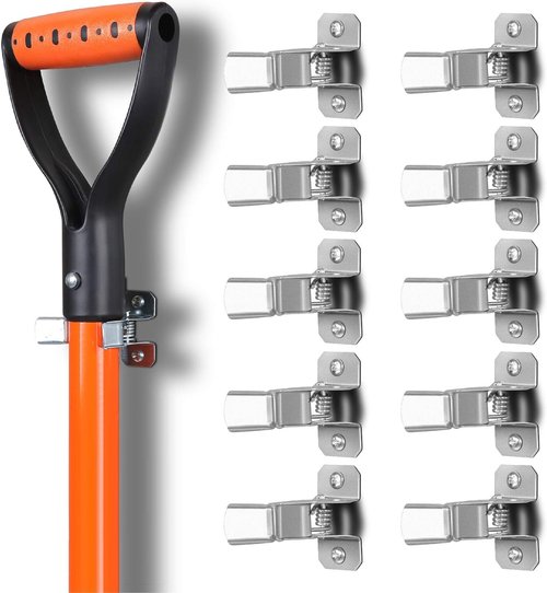 HORUSDY 10-Pack Spring Grip Mop and Broom Holder - Durable Storage Solution for Tools