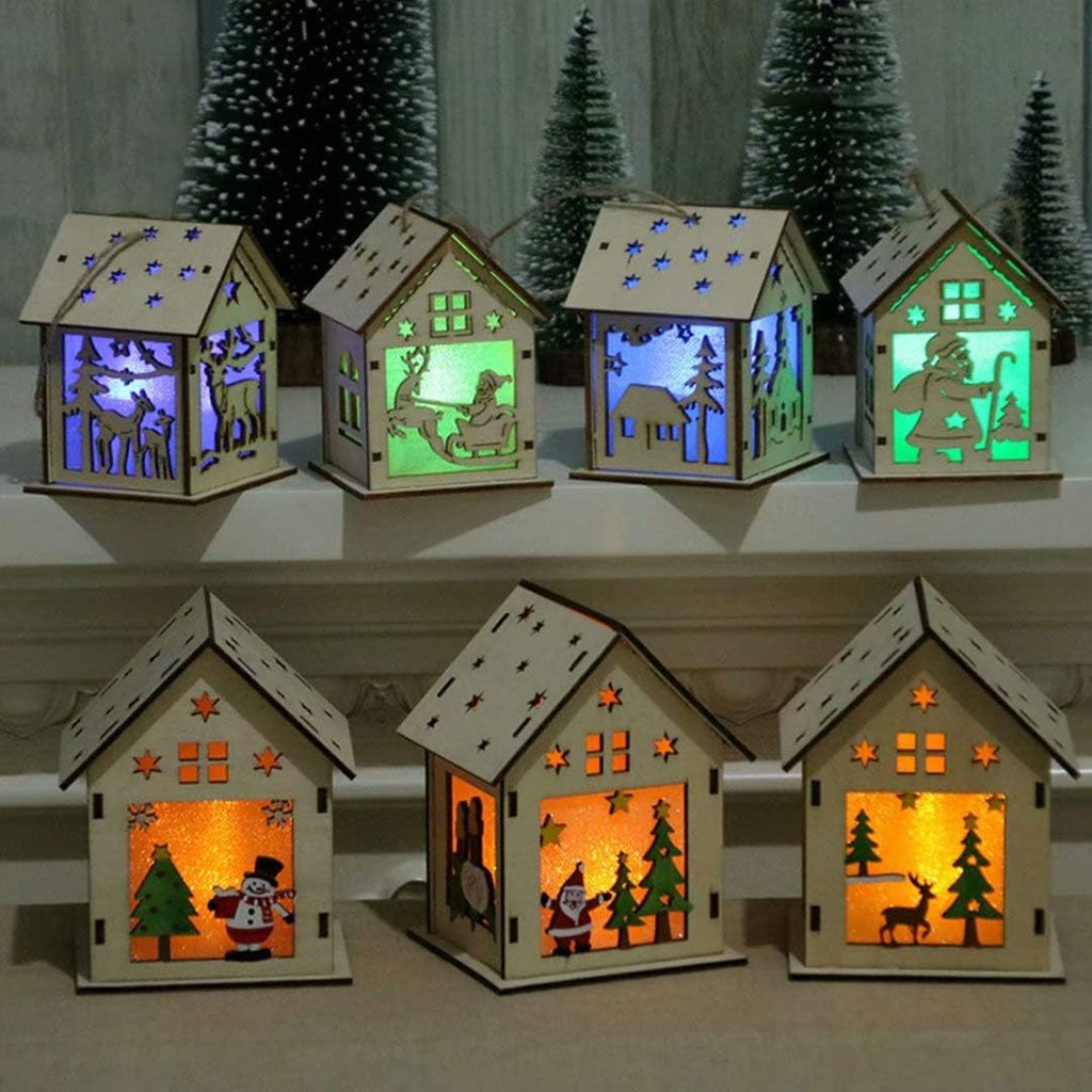 Wood Craft Kits - Unfinished 3D Wooden House Puzzle Toy for Kids & Adults | 7-Piece DIY Decoration