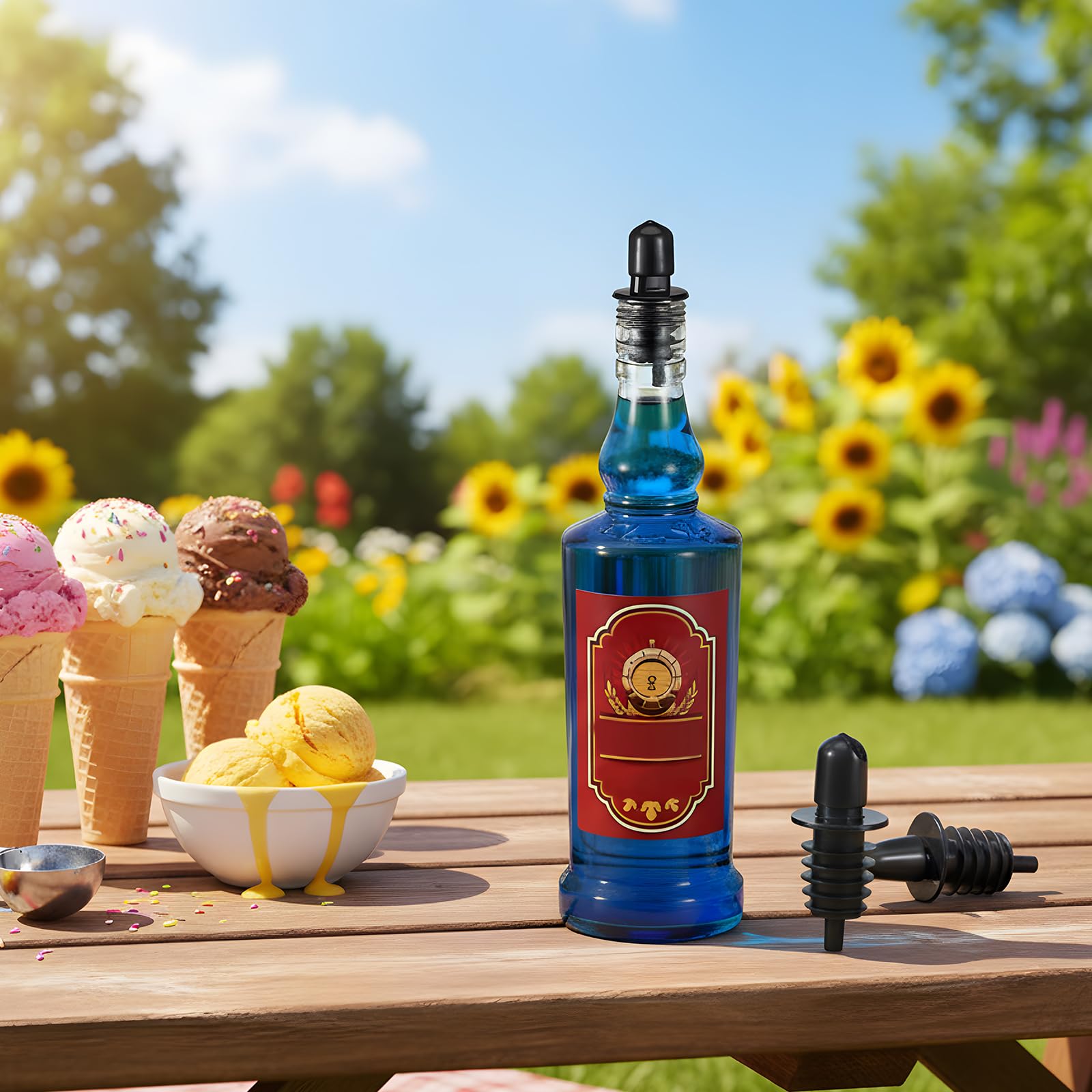 12 Pcs Bottle Pourers Syrup Pour Spouts Including Snow Cone Syrup Alcohol Liquor Bottle Pourers and Rubber Dust Cap Covers Dispenser Accessories