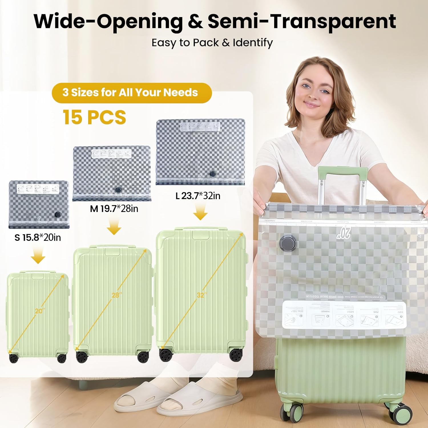 Skiennix Vacuum Bags for Travel - 15 PCS Combo with Rechargeable Digital Display Pump | Space Saver for Luggage and Clothes