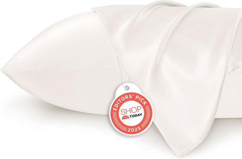 Bedsure Satin Pillowcase - Luxurious Silk-Like Comfort | Standard Size Ivory 20x26 Inches, 2-Pack