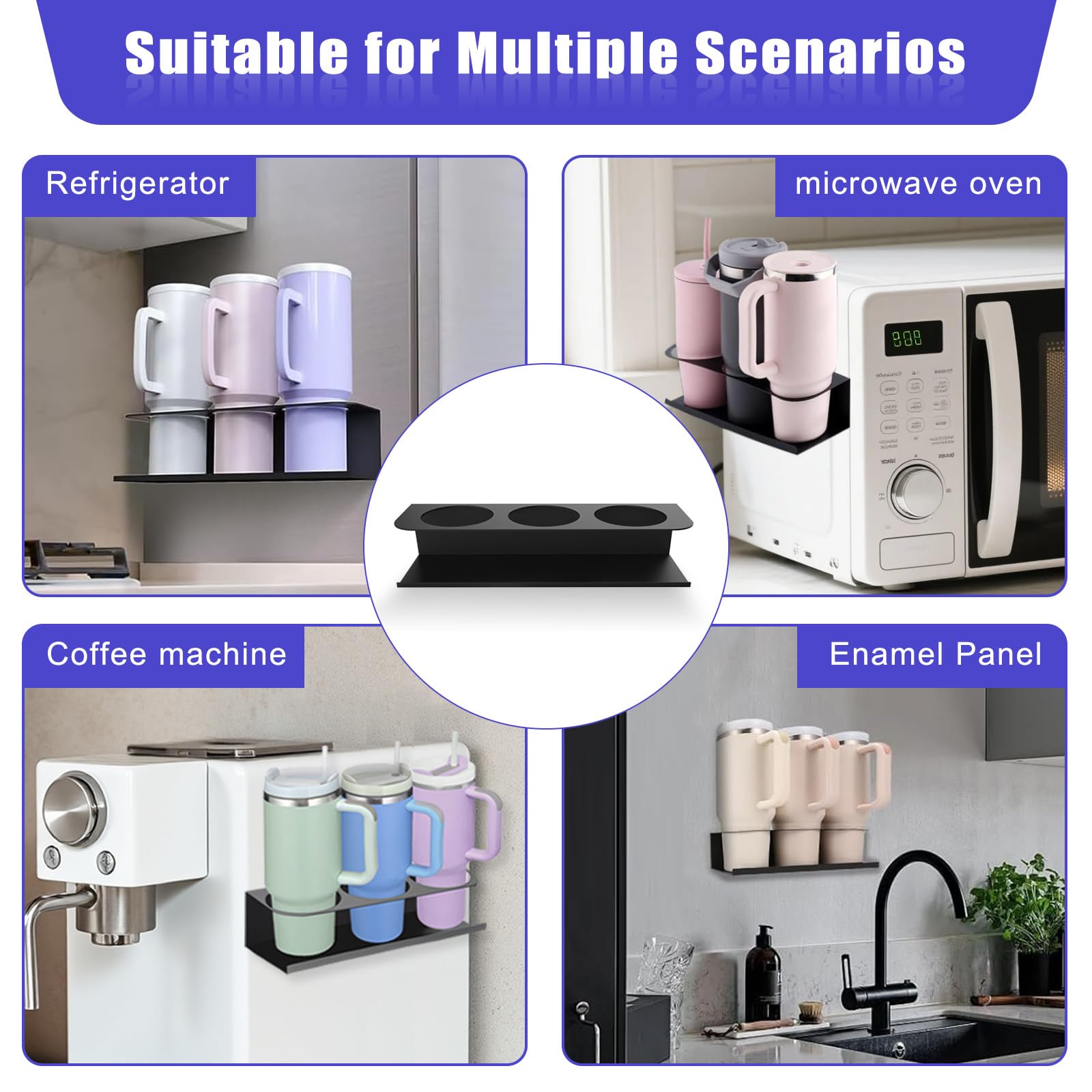 Magnetic Stanley Cup Holder for Fridge, Tumbler Organizer Strong Fridge & Metal Surface Water Bottle Organizer for Kitchen, Stanley Cup Accessories, 2 Pack