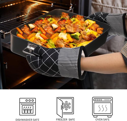 Jucoan Lasagna Pan - 3 Inch Deep, 16 x 11.5 Inch Non-Stick Baking Dish for Casseroles & Roasting