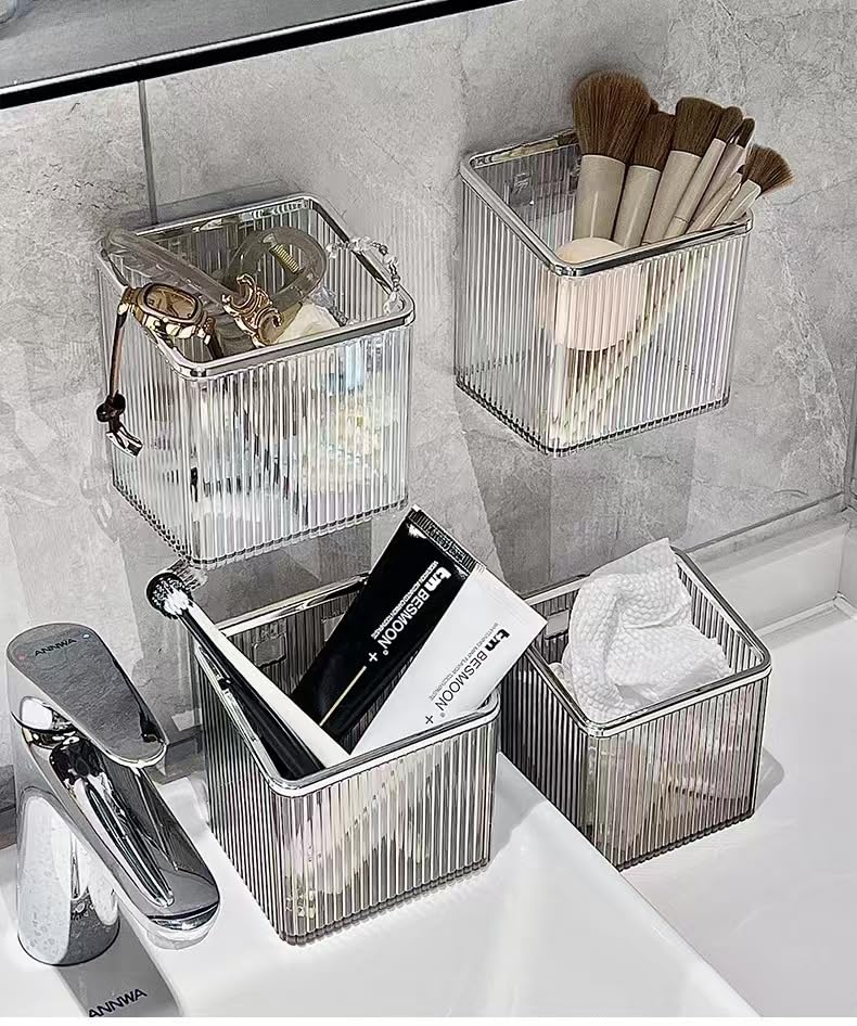 Ivymei Wall Mounted Toothbrush Holder - 2 Pack Adhesive Organizer, Silver