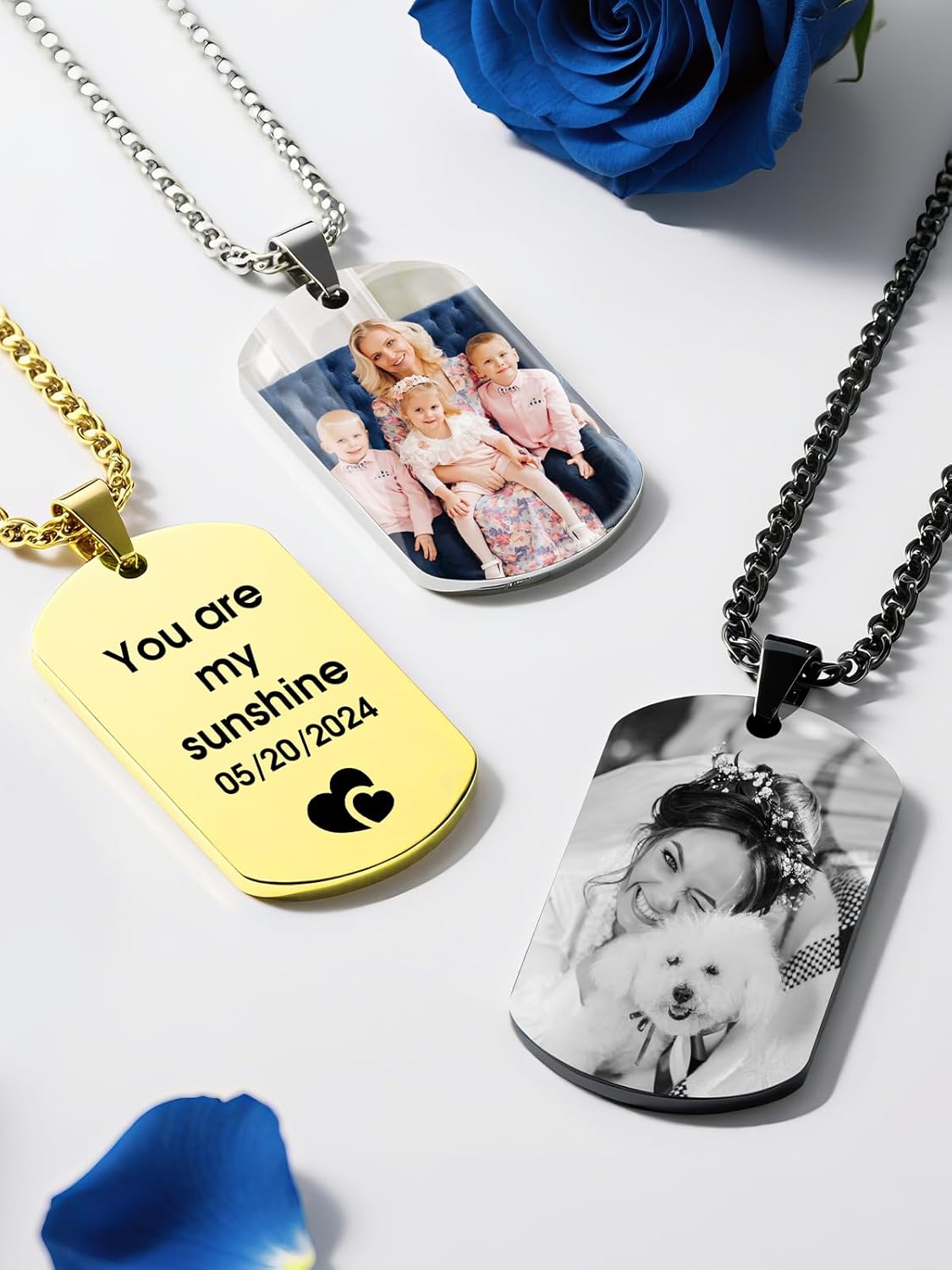 Skiennix Personalized Photo Necklace - Custom Engraved Dog Tag for Unique Gifts | Men & Women