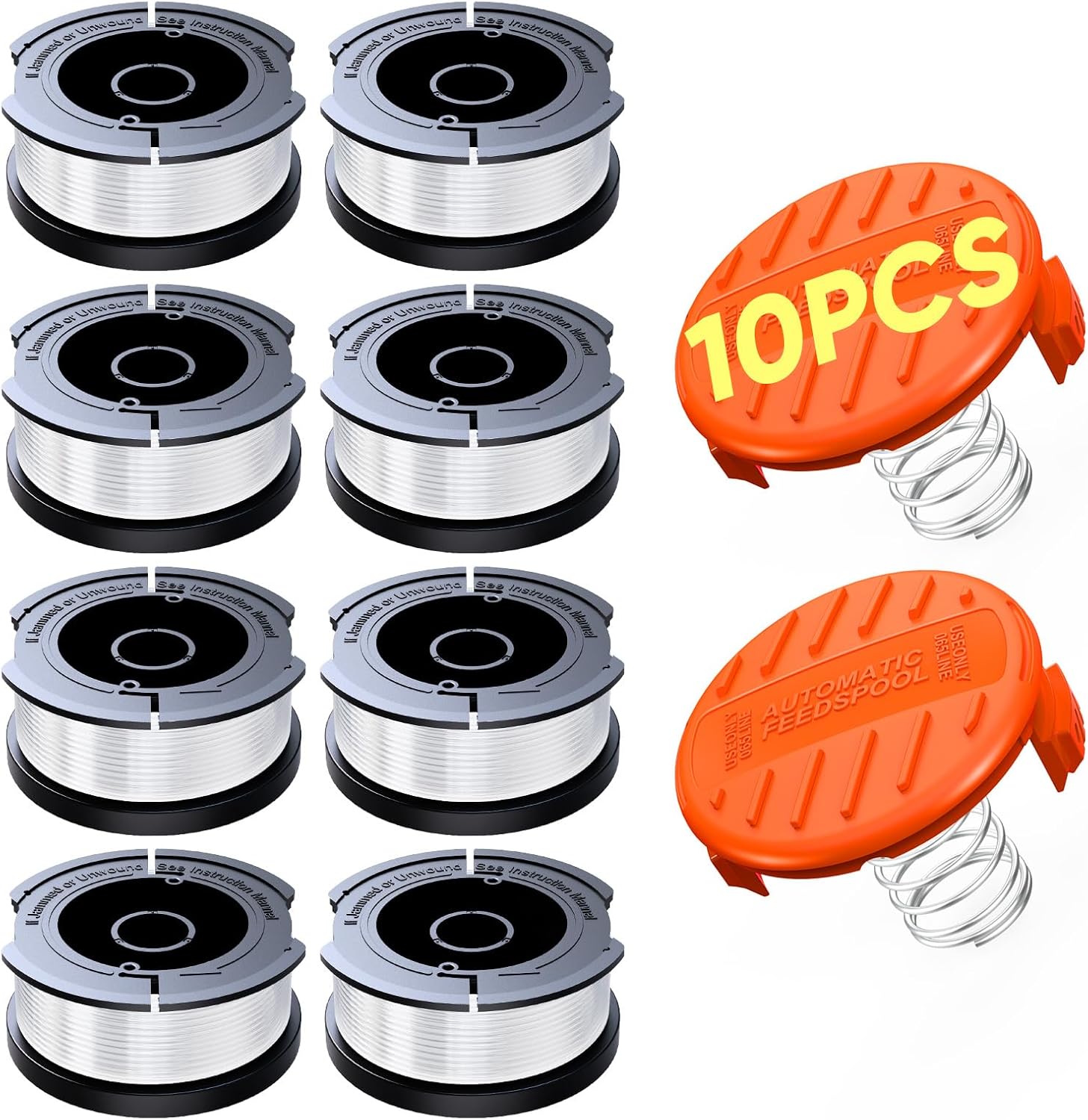 Black & Decker Weed Eater String - 10 Pack Autofeed Replacement Spools | 0.065'' Trimmer Line