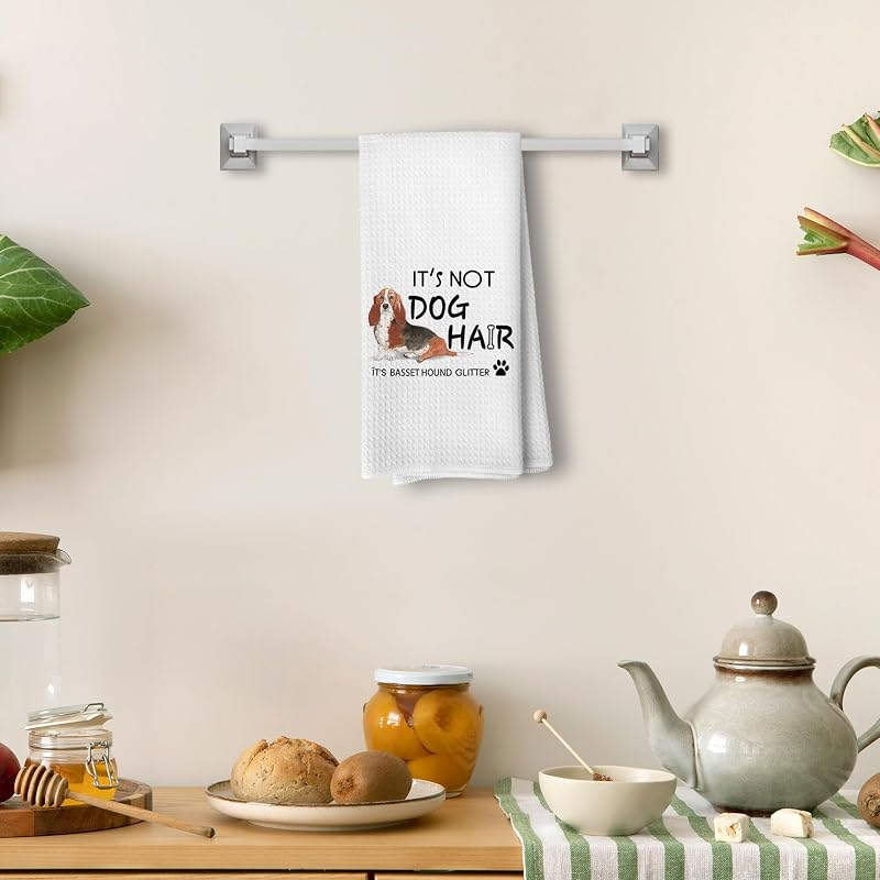 Basset Hound Funny Kitchen Towel – 16x24 Inch, Dog Lovers Gift, Decorative Dish Towel (Variation: Basset Hound)