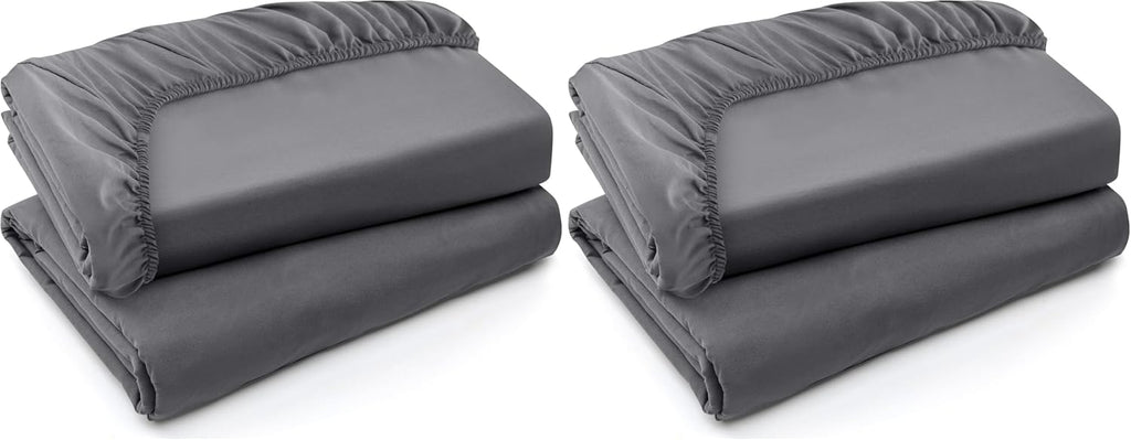 Utopia Bedding Twin XL Fitted Sheets - Soft Brushed Microfiber - Deep Pockets - 4 Pack in Grey