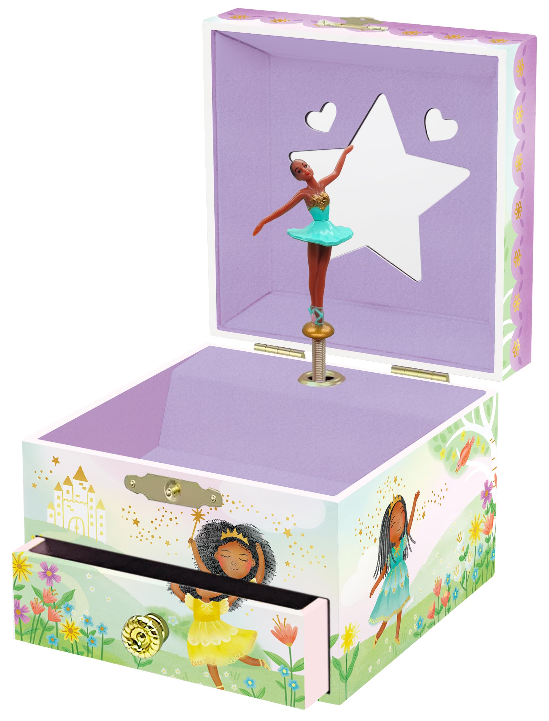 Giggle & Honey® Musical Ballerina Kids Jewelry Box - Girls Jewelry Box with Mirror, Ballerina Toys for Girls Age 4-6