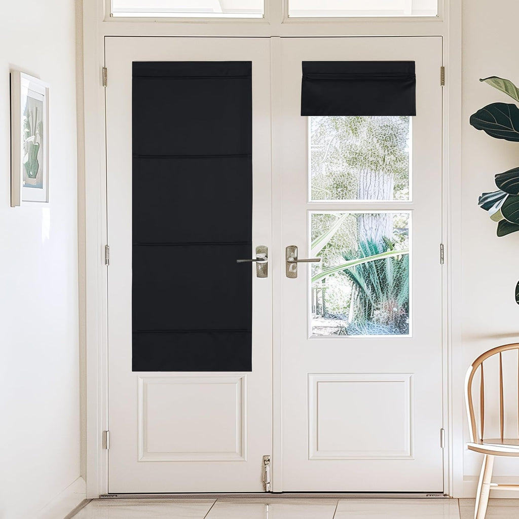 NICETOWN Magnetic Blackout Curtains - Thermal Insulated Privacy Blinds for French Doors | 27" x 64", Black