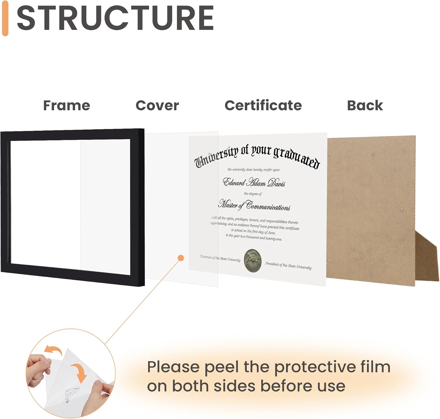 Upsimples Certificate Frame - Clear Plexiglass Diploma Frame for Wall/Tabletop, Black, 8.5x11 Inches